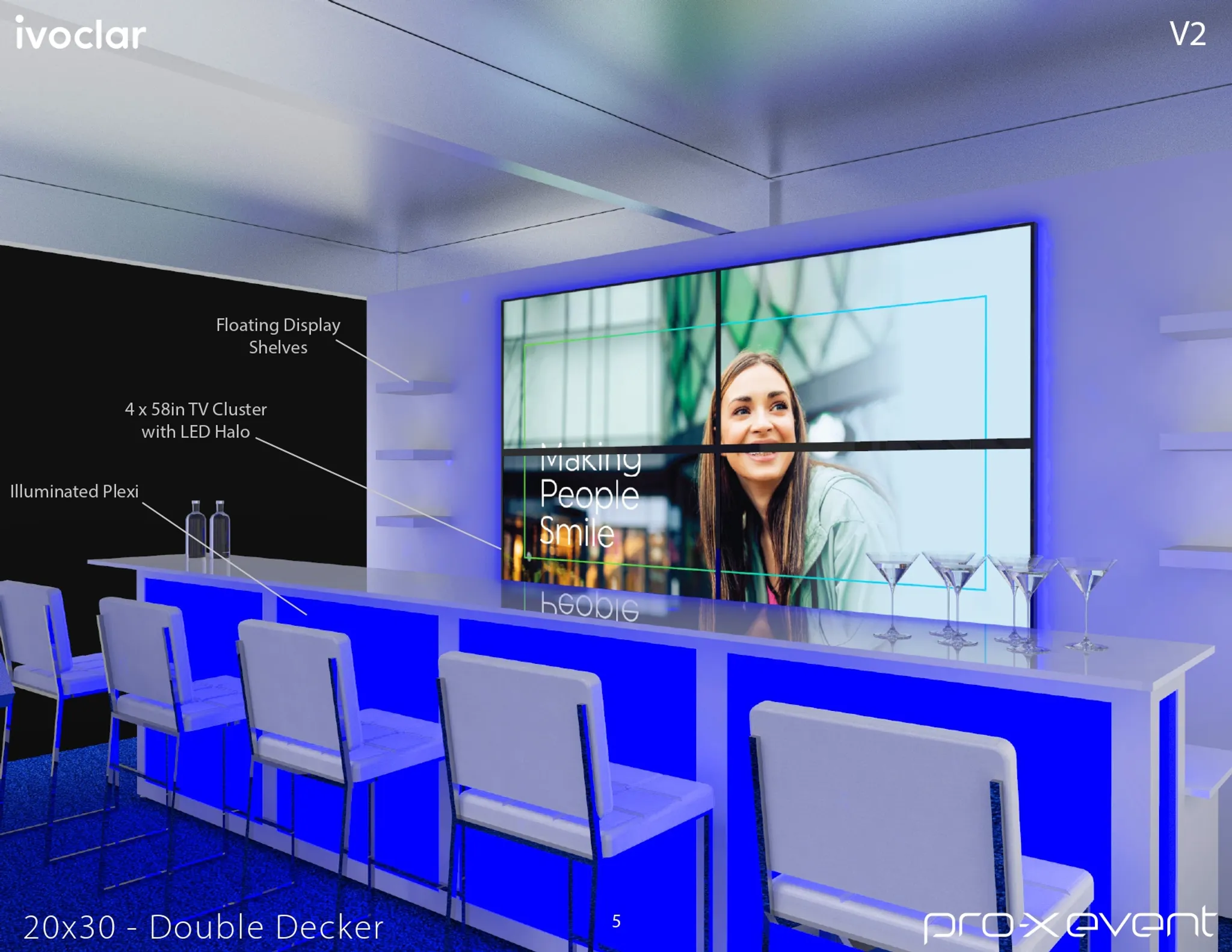 20x30 Island booth design by Pro-X Exhibits